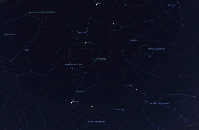Радіант метеорного потоку Тау Геркуліди 